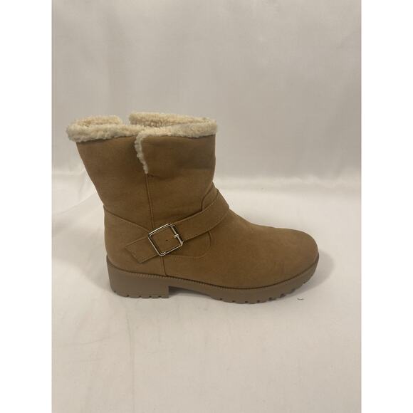 Style & Co Fleurrrf Boots Women's SZ 7.5 M Brown Faux Suede Sherpa Lined Winter - Picture 2 of 6